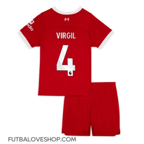 Dres Liverpool Virgil van Dijk #4 Domáci pre deti 2023-24 Krátky Rukáv (+ trenírky)